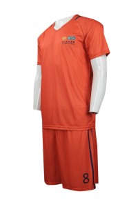 WTV144 度身訂製運動套裝 網上下單運動套裝 V領 足球波衫 足球隊衫運動套裝供應商    橙色